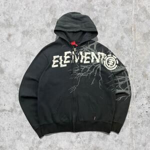 2010's Element Shoulder Spellout Graphic Zip Up Hoodie